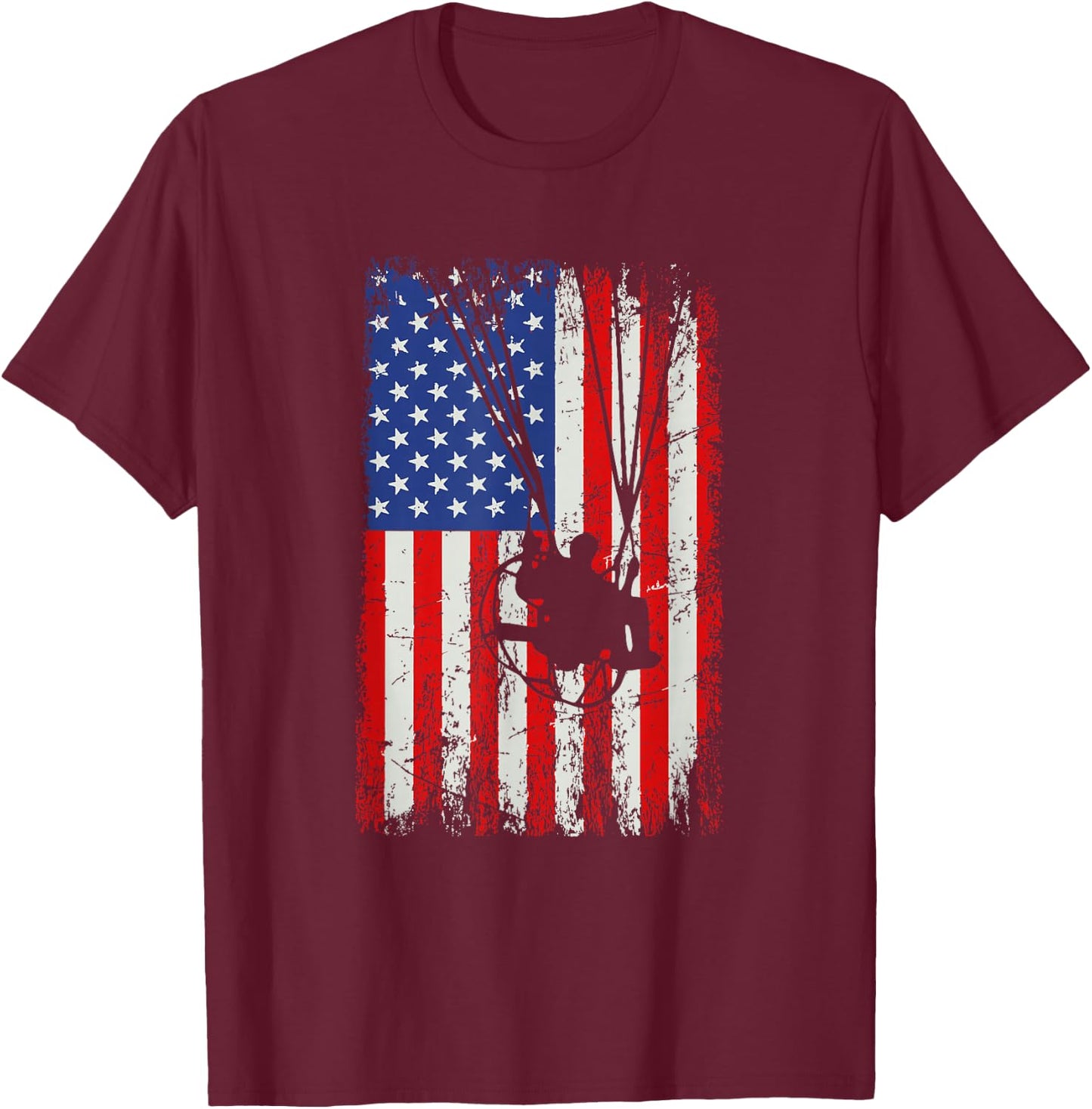paramotor American Flag, paramotor T-Shirt - T-Shirt | Maroon