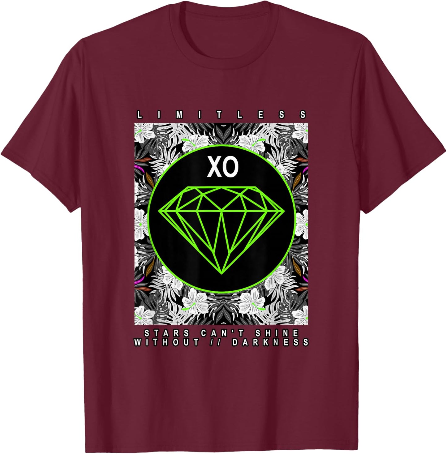 Green Color Diamond in The Dark Green Graphic T-Shirt - T-Shirt | Maroon