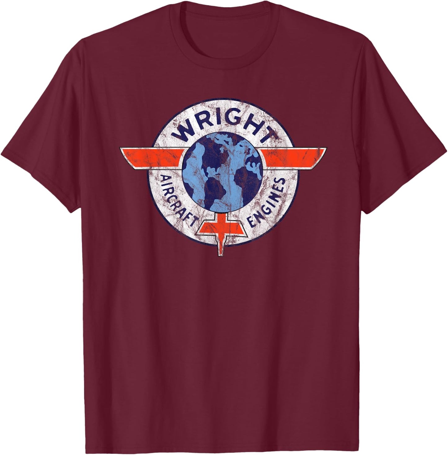 Wright Aircraft Engines Vintage Retro Aviation T-Shirt - T-Shirt | Maroon