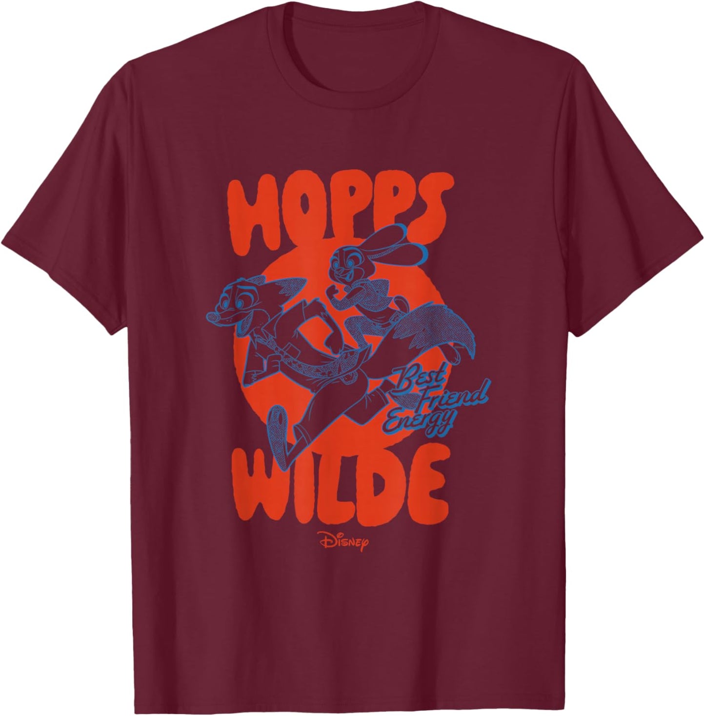 Disney Zootopia 2 Judy Hopps Nick Wilde Retro Duo T-Shirt - T-Shirt | Maroon