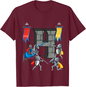 Medieval Knights Middle Ages History Castle 4th Birthday T-Shirt - T-Shirt | Maroon