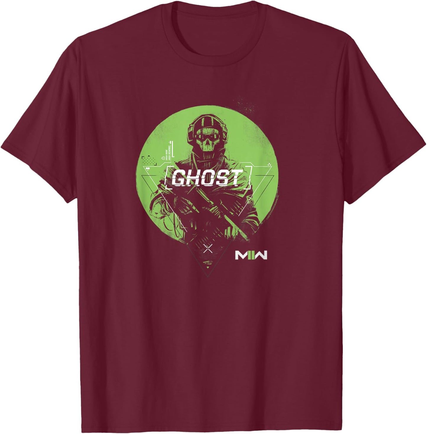 Call of Duty Green Ghost Soldier Gaming T-Shirt - T-Shirt | Maroon