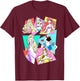 Disney Princesses Neon Pop Art Sketch Graphic T-Shirt - T-Shirt | Maroon