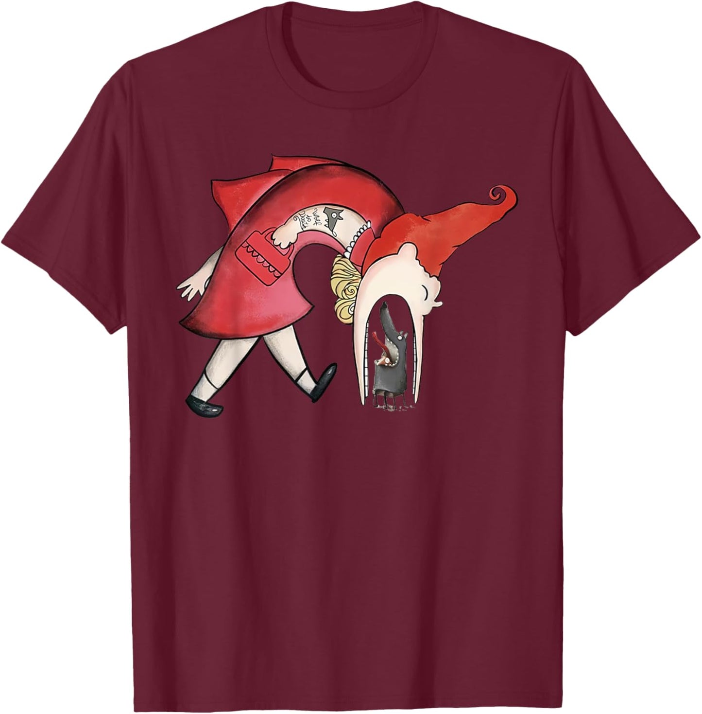 Soulisfree Avengers Little Red Riding Hood Eating Wolf T-Shirt - T-Shirt | Maroon