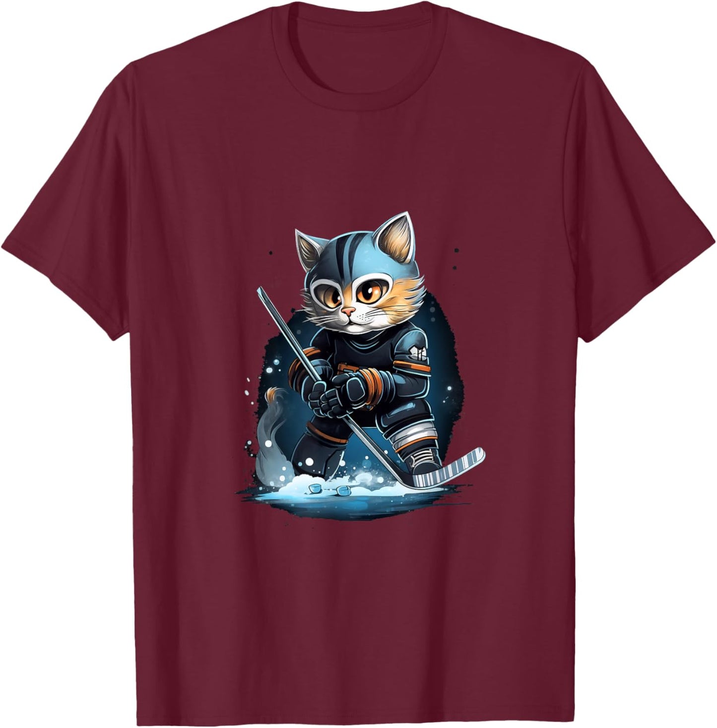 Cat Kitten Ice Hockey Stick Hockey Stick T-Shirt - T-Shirt | Maroon