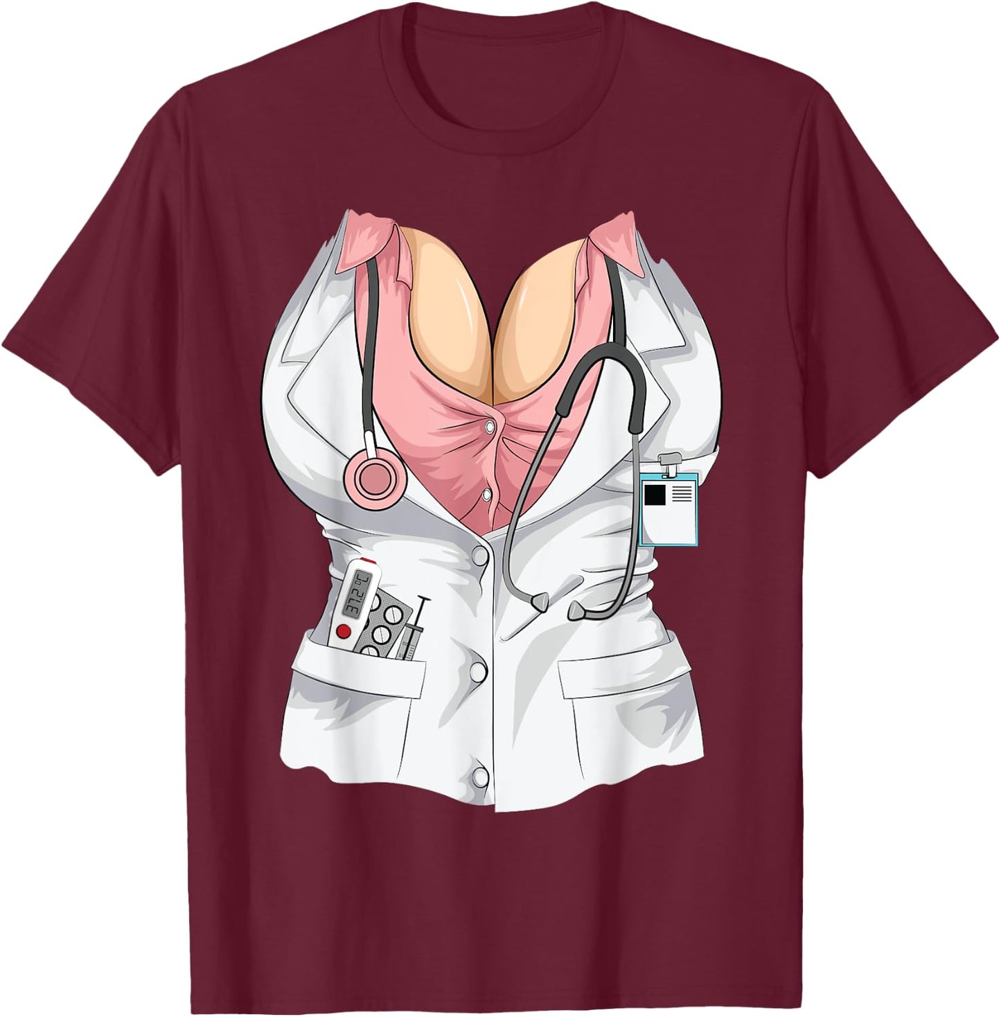Cool Sexy Doctor Halloween Costume | Funny Lazy DIY Gift T-Shirt - T-Shirt | Maroon