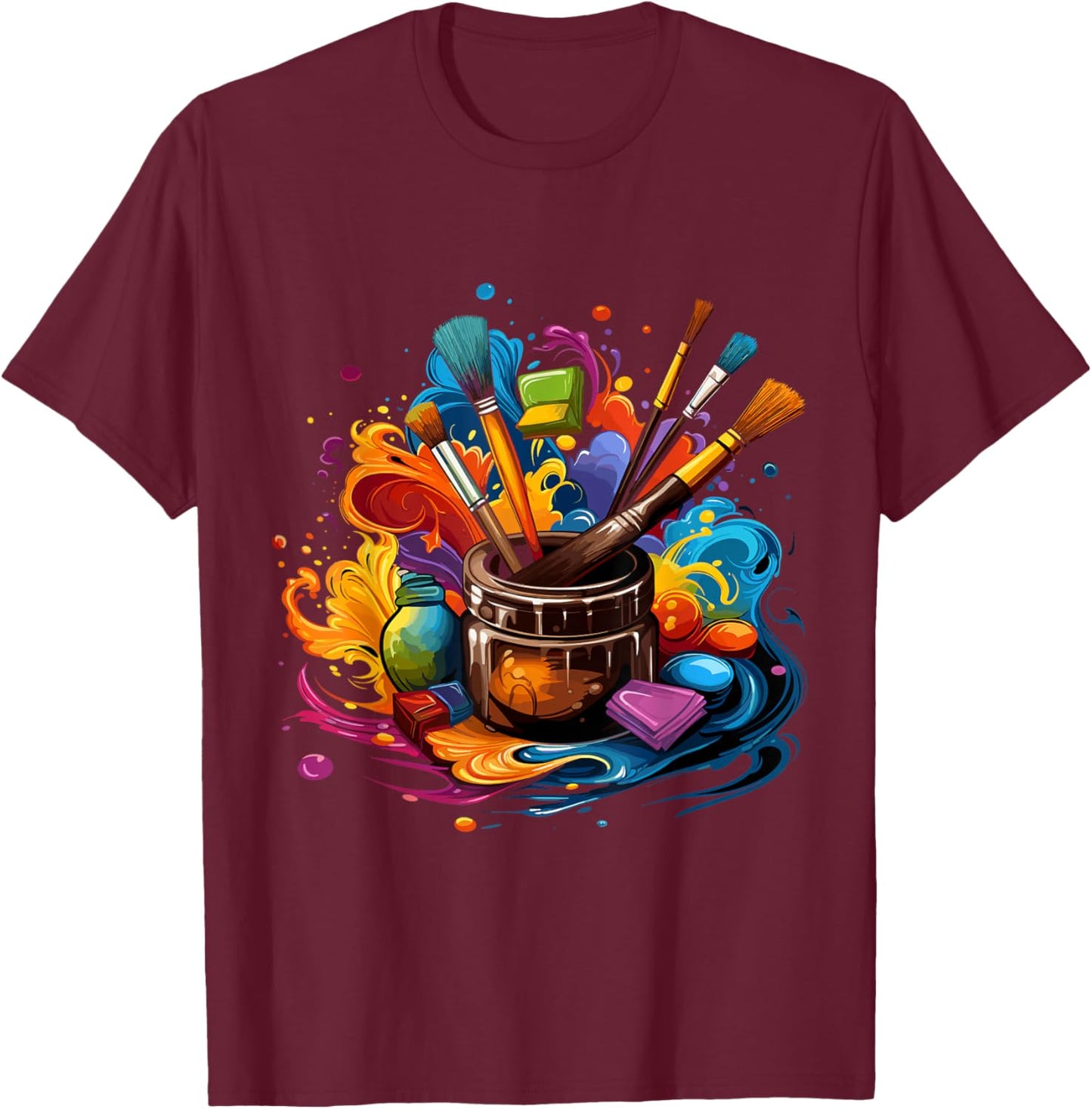Artist Paint Palette And Brushes Art -Adults Black Art T-Shirt - T-Shirt | Maroon