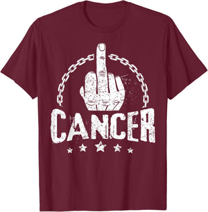 Middle Finger to Cancer Cancer Awareness T-Shirt - T-Shirt | Maroon