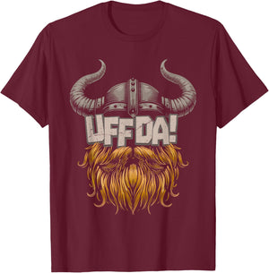 Norwegian Quote: UFF DA - Scandinavian Viking T-Shirt - T-Shirt | Maroon