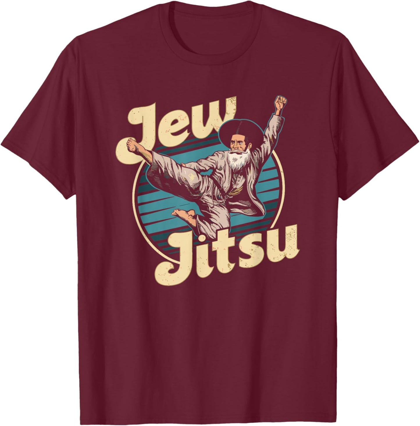 Jewish Karate Jitsu Hanukkah Jiu Jitsu Martial Arts Dance T-Shirt - T-Shirt | Maroon