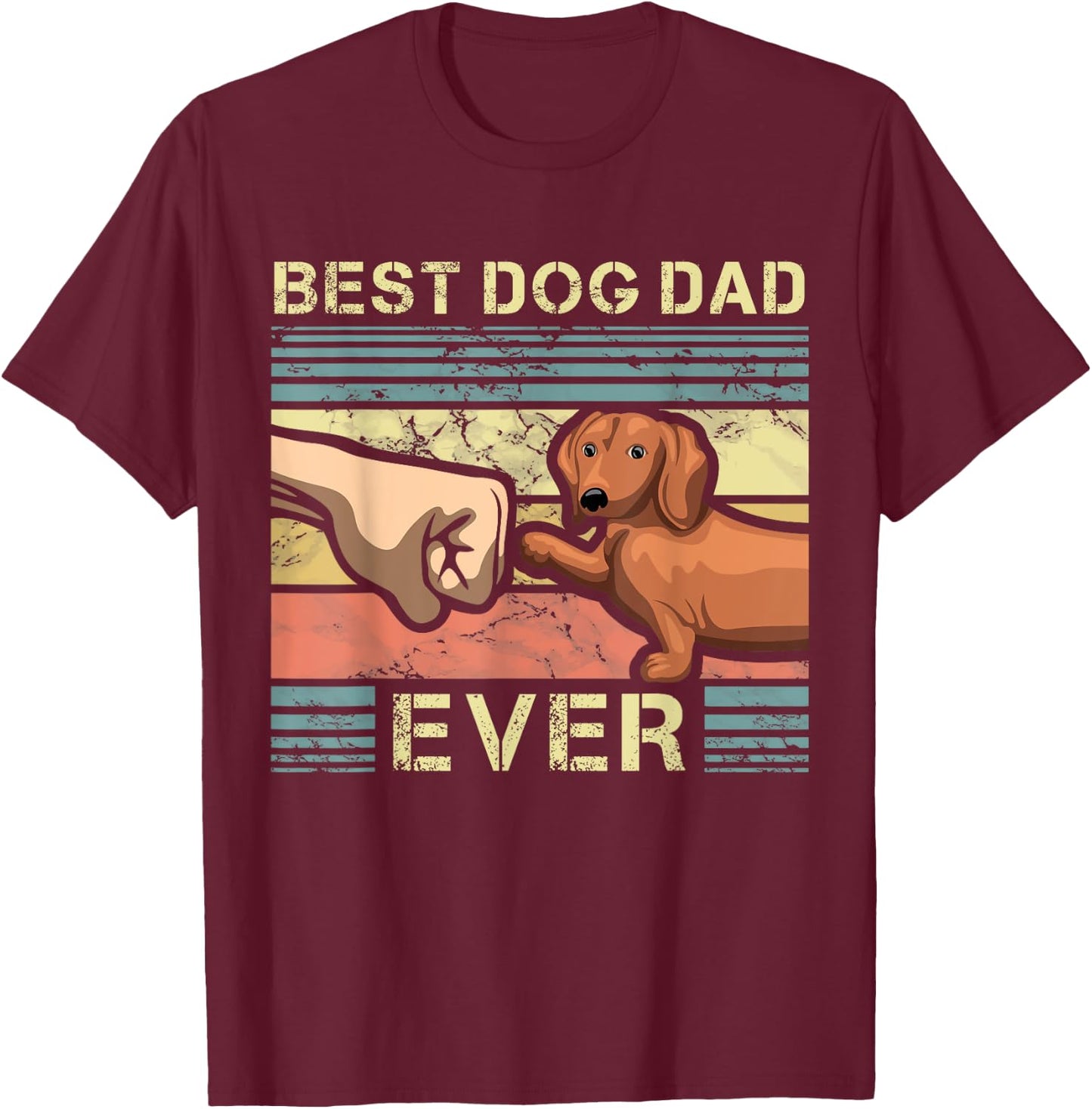 Best Dachshund Dad Ever Funny Wiener Dog Animal Lover Father T-Shirt - T-Shirt | Maroon