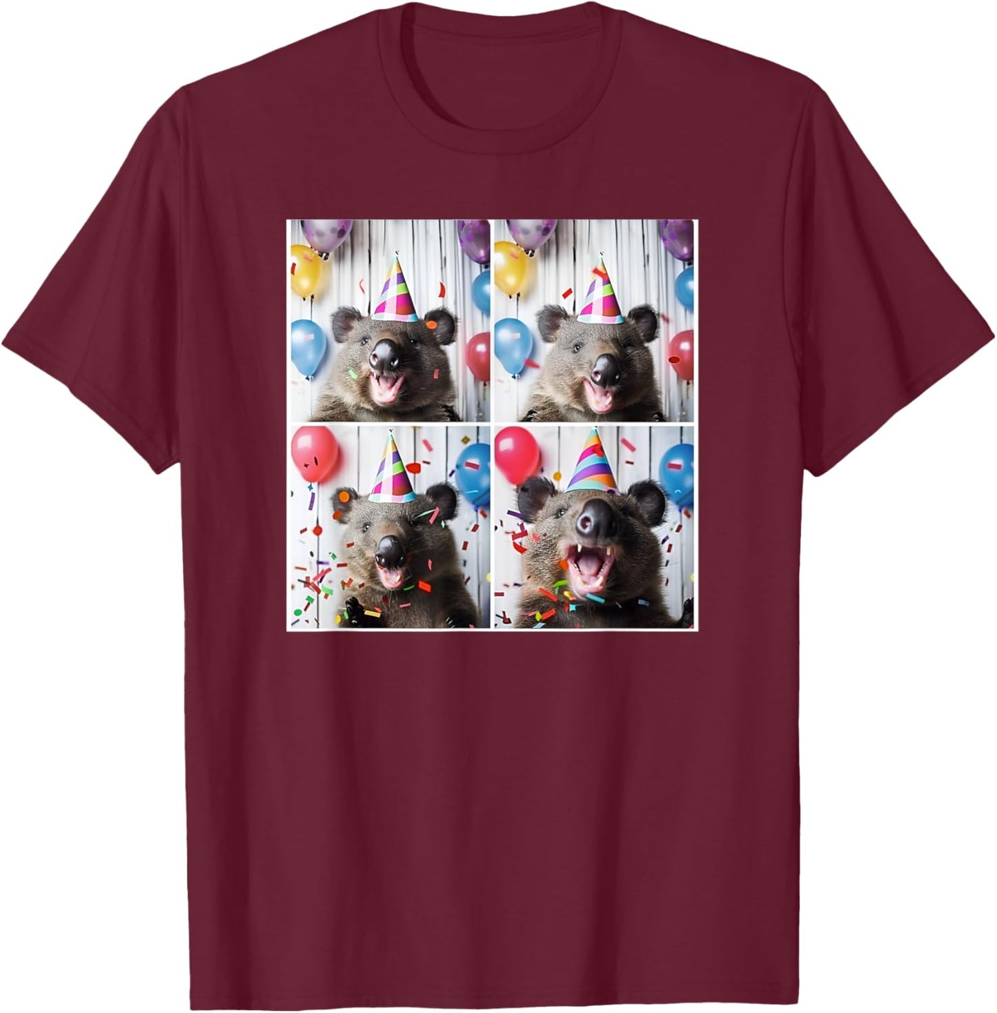 Wombat Lover Australian Animal Party Hat Wombat Birthday T-Shirt - T-Shirt | Maroon