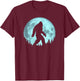 Bigfoot Night Minimalist Full Moon & Trees Sasquatch T-Shirt - T-Shirt | Maroon