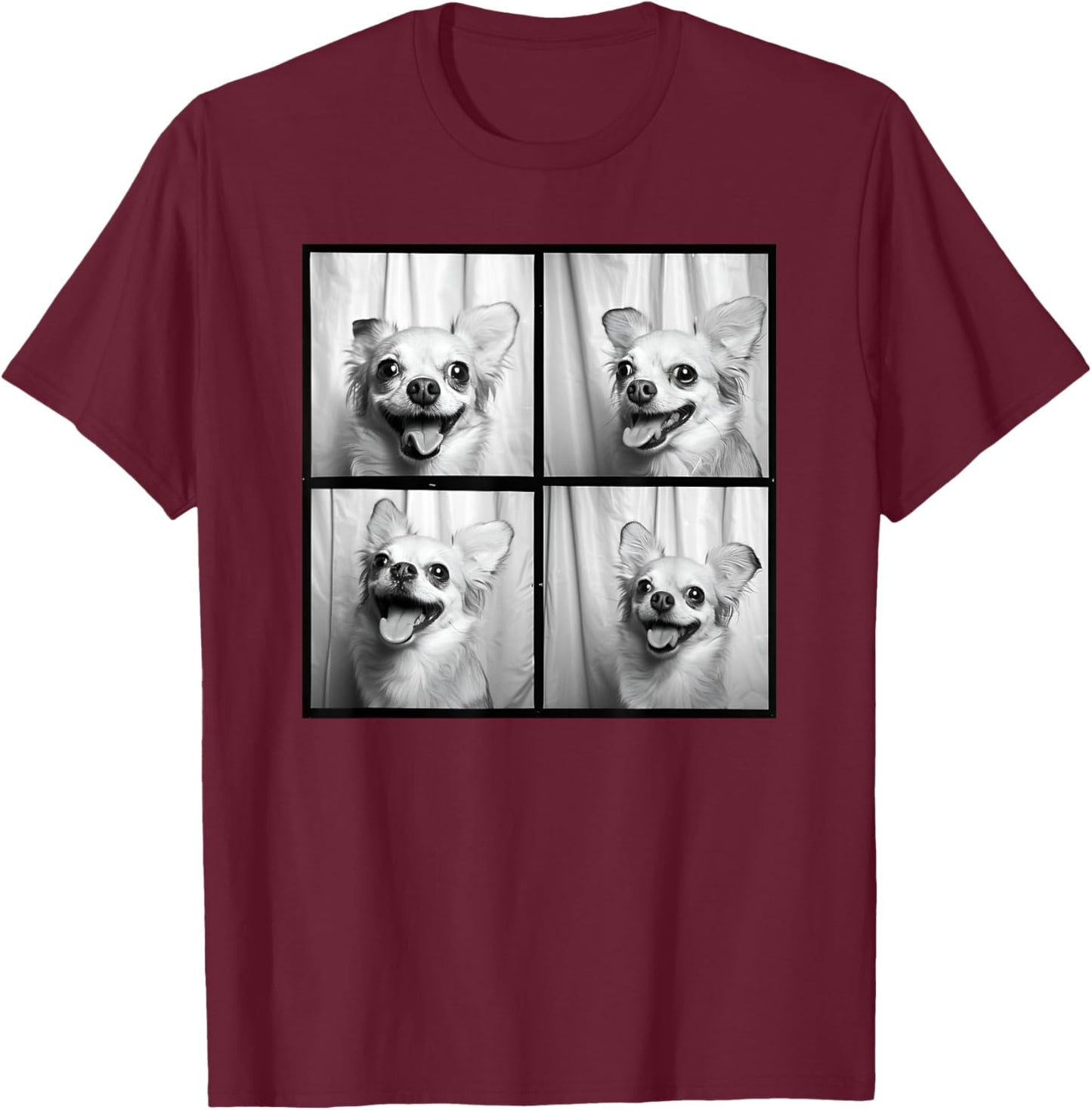 Smiling Chihuahua Face Funny Dog Photoshoot Chihuahua Mom Women Kids T-Shirt - T-Shirt | Maroon
