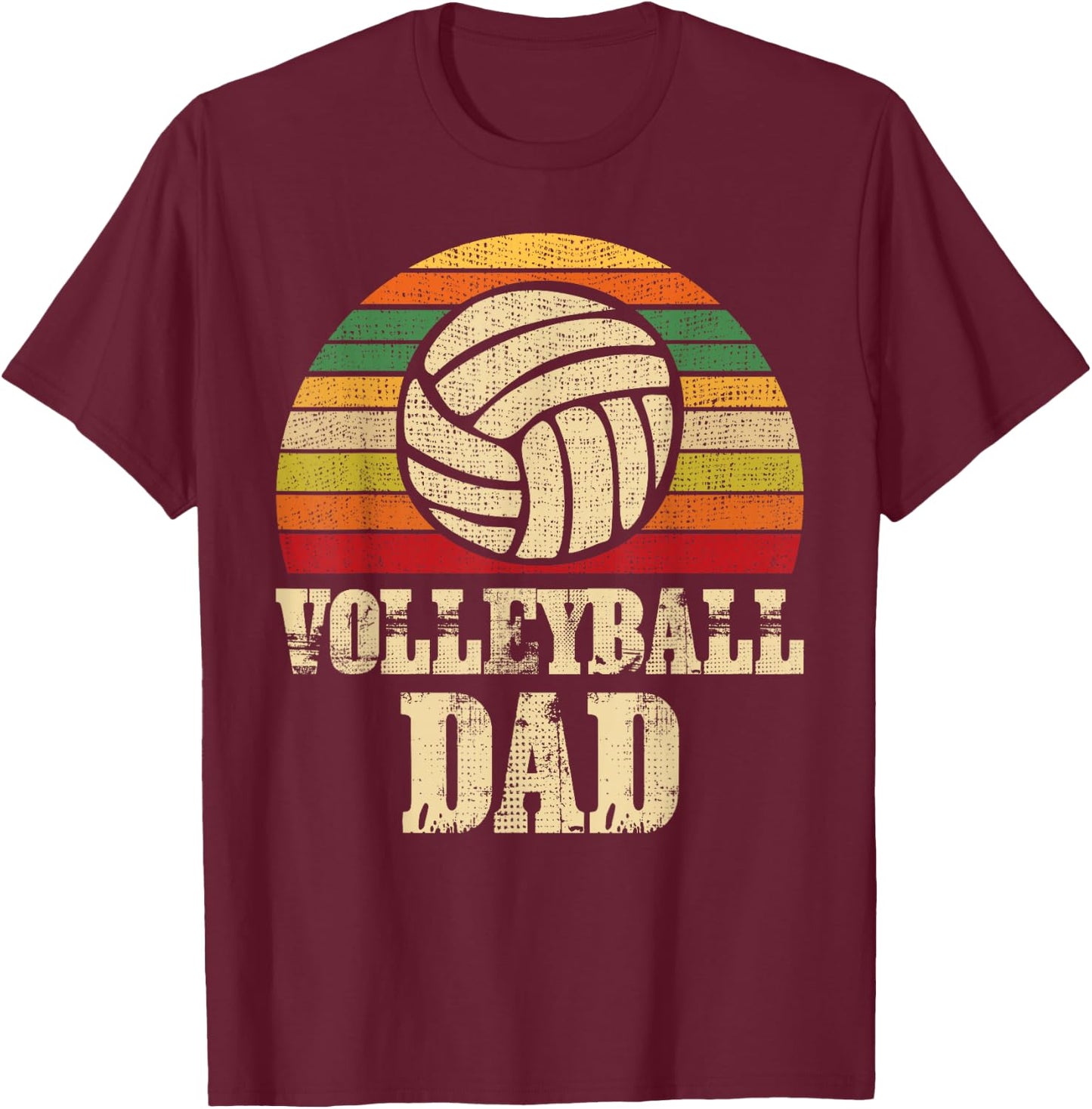 Vintage Retro Volleyball Dad Father's Day Present T-Shirt - T-Shirt | Maroon