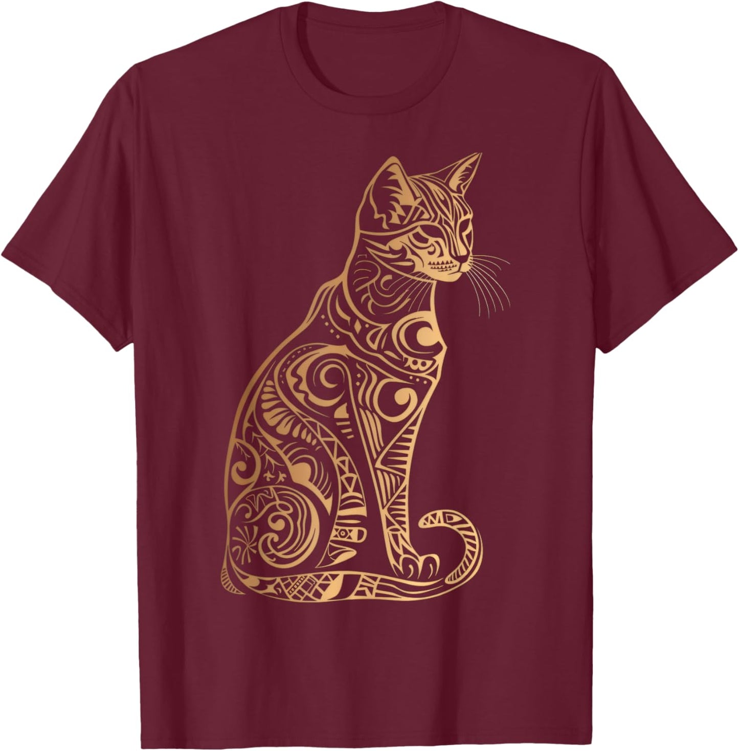 Cats Tribal Vintage Retro Graphic T-Shirt - T-Shirt | Maroon