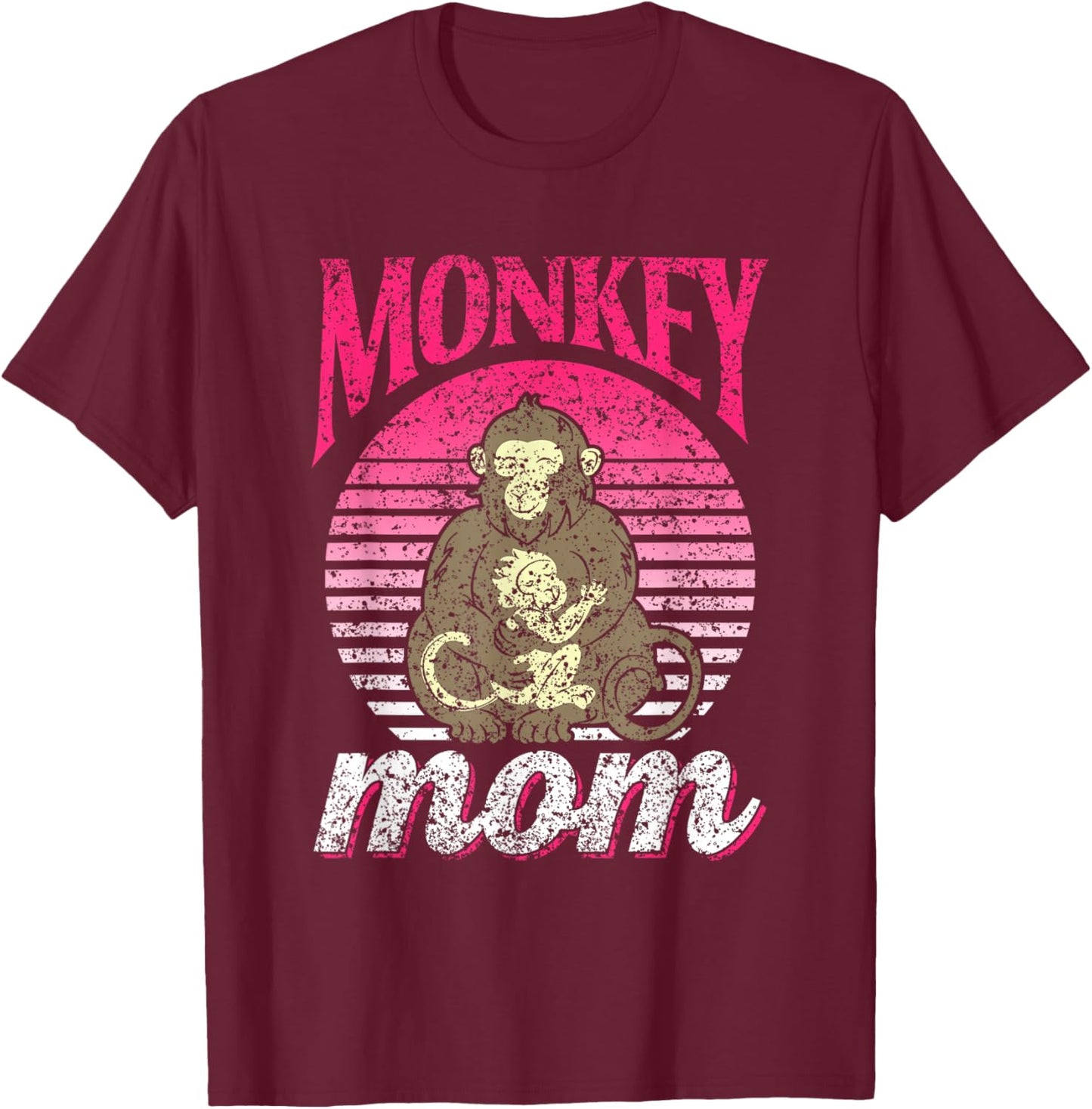 Monkey Mom Saying Monkeys Animal Lover Mother Mommy Mama T-Shirt - T-Shirt | Maroon