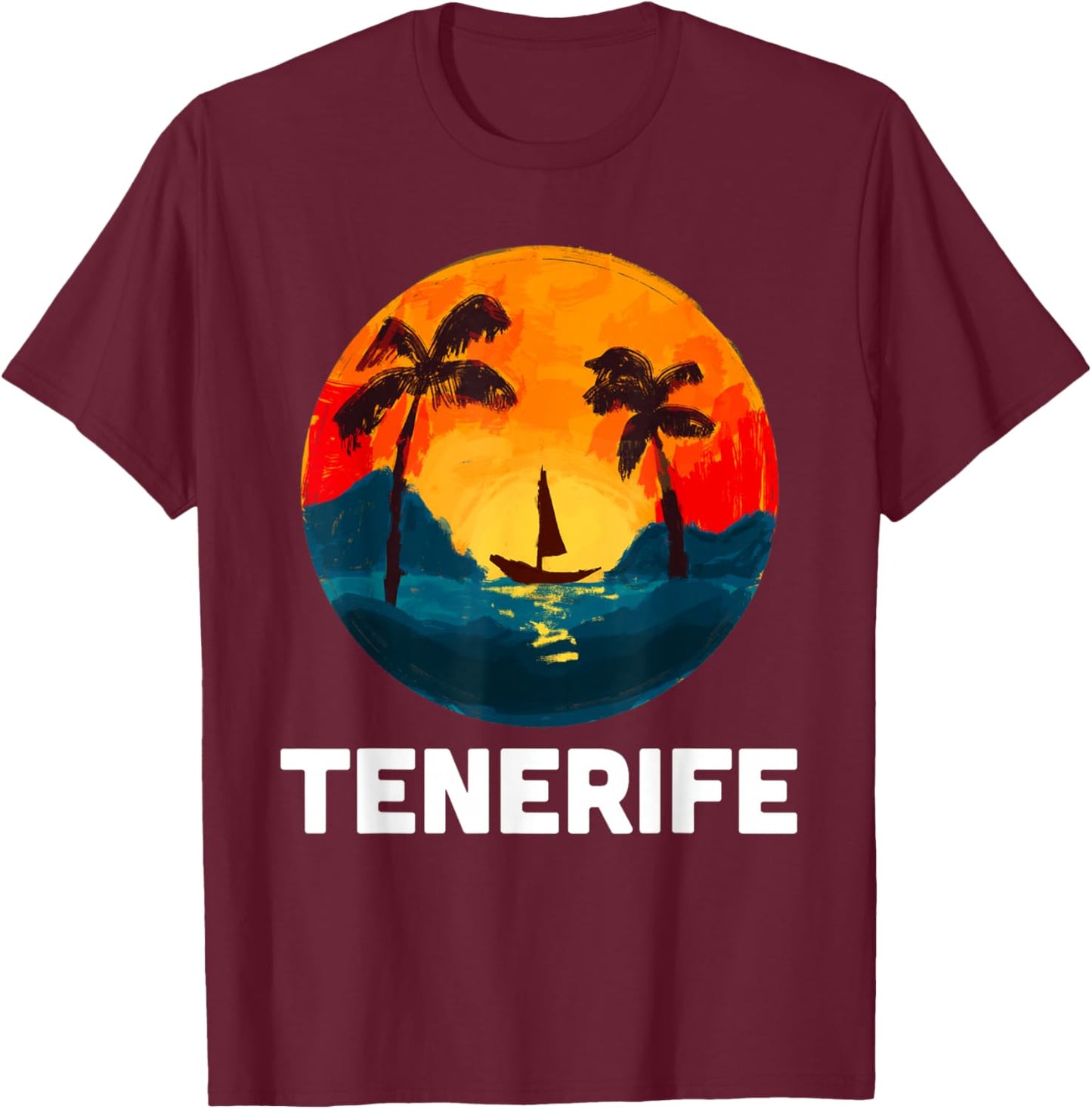 Tenerife Spain Europe Souvenir Vacation trip T-Shirt - T-Shirt | Maroon