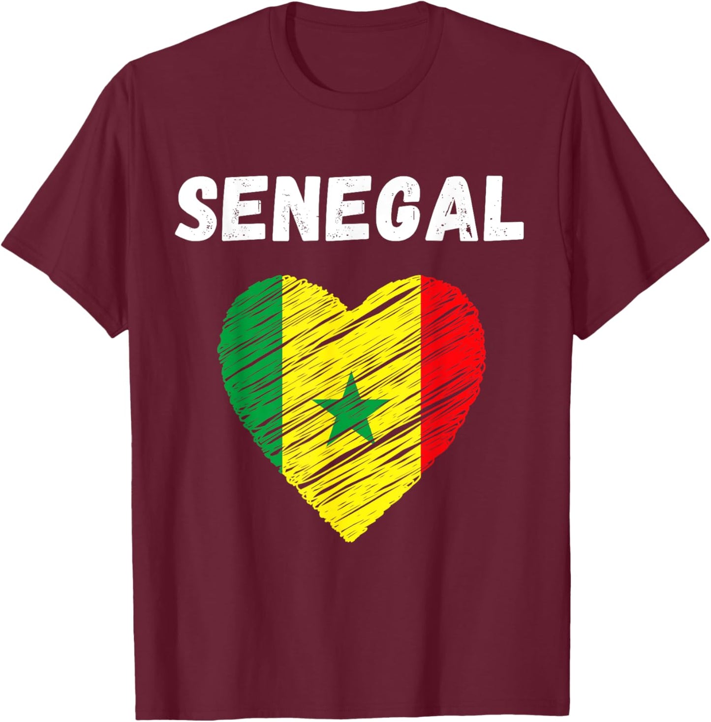 Senegal Flag Holiday Senegal Heart Senegalese Flag T-Shirt - T-Shirt | Maroon
