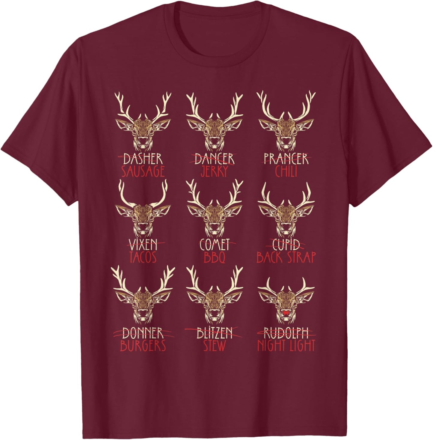 Funny Deer Hunters All of Santa's Reindeer Hunting T-Shirt - T-Shirt | Maroon