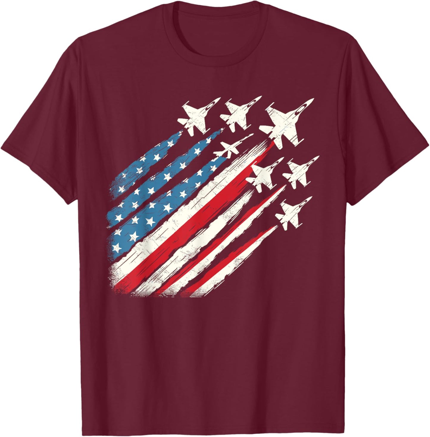 Patriotic USA Fighter Jets 4th of July Girls Kids Men T-Shirt - T-Shirt | Maroon
