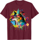 Wolf Birthday Hat Themed Party Wolves Painting Wolf Lover T-Shirt - T-Shirt | Maroon