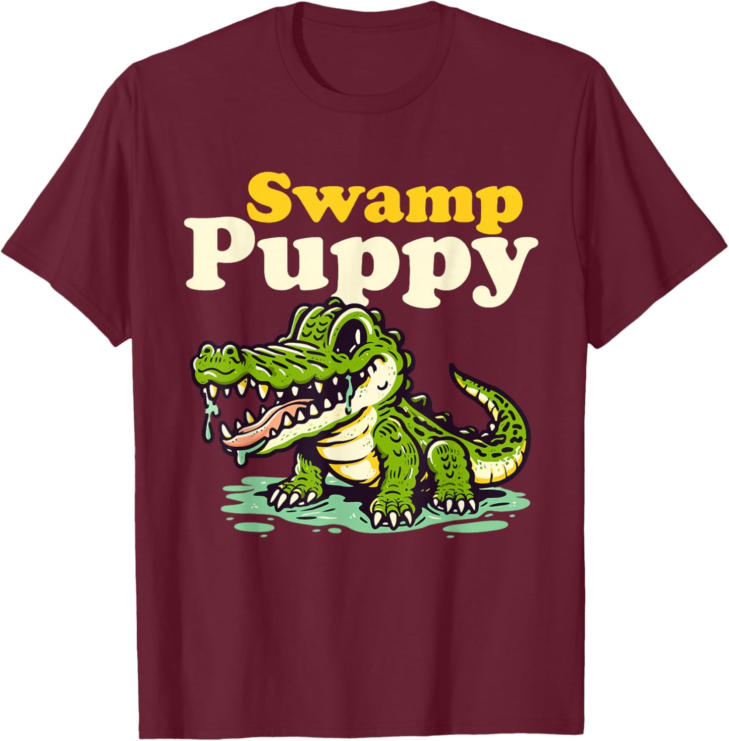 Swamp Puppy: Cute Alligator & Crocodile Lover Funny T-Shirt - T-Shirt | Maroon