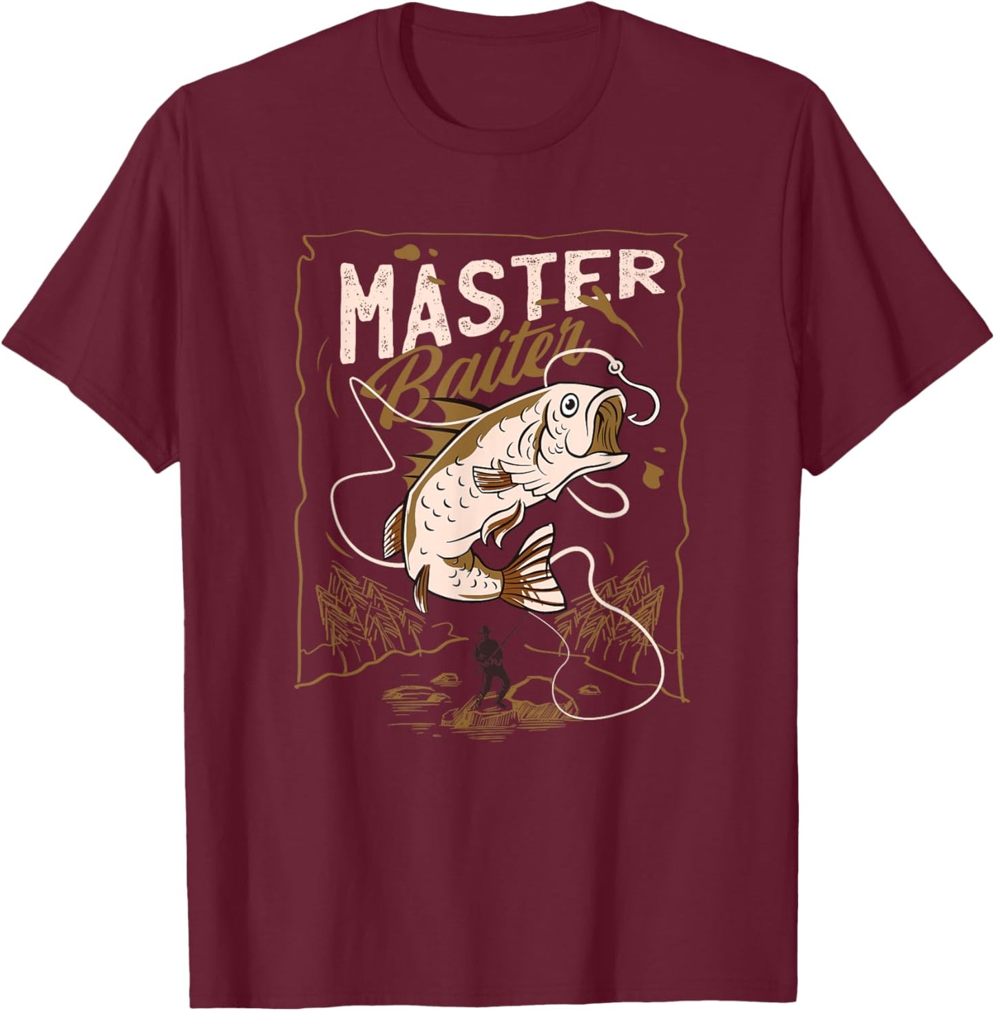 Funny Professional Master Baiter Fishermen Adult Humor T-Shirt - T-Shirt | Maroon