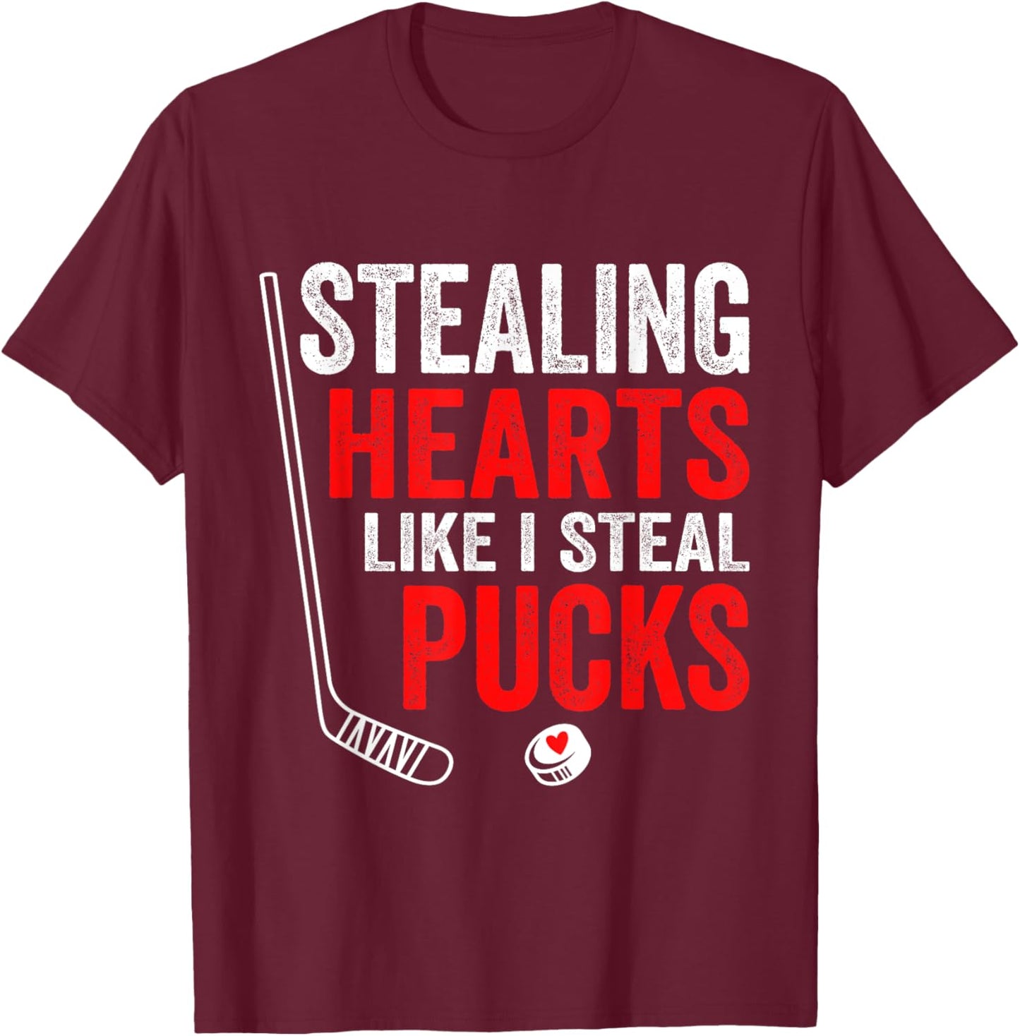 Stealing Heart Like I Steal Pucks Valentines Day Hockey kids T-Shirt - T-Shirt | Maroon