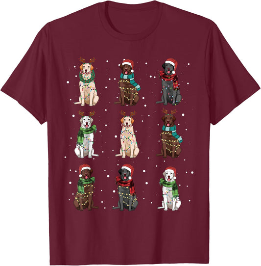 Christmas Lights Labrador Dog Lover Funny Xmas Dogs PJ Gifts T-Shirt - T-Shirt | Maroon