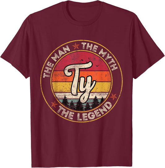 Ty The Man The Myth The Legend Personalized Name T-Shirt - T-Shirt | Maroon