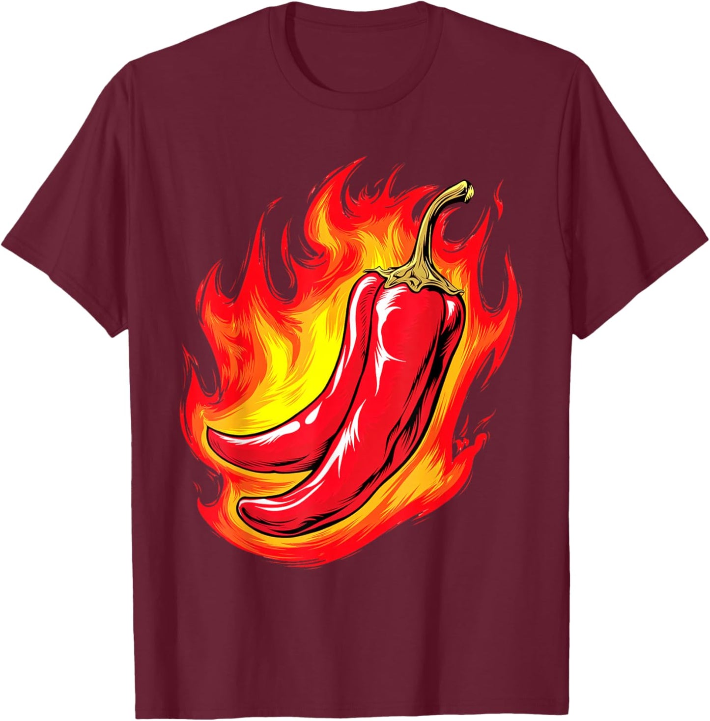 Hot Chili Pepper for Spicy Food Lover T-Shirt - T-Shirt | Maroon