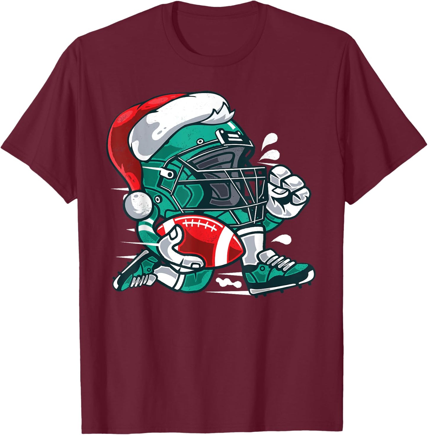 Football Christmas Santa Shirt for Boys and Girls T-Shirt - T-Shirt | Maroon