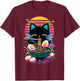 Anime Cat Eating Ramen Japanese Ramen Cat Japan T-Shirt - T-Shirt | Maroon