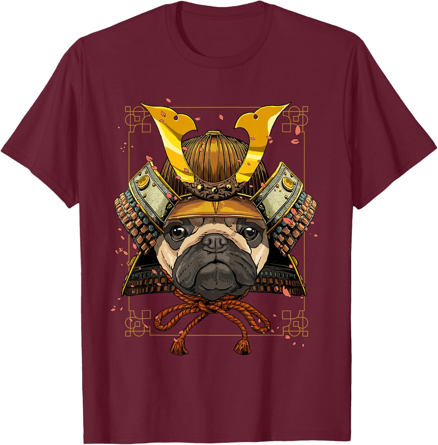 Samurai Pug Dog Warrior Samurai Pug Lovers T-Shirt - T-Shirt | Maroon