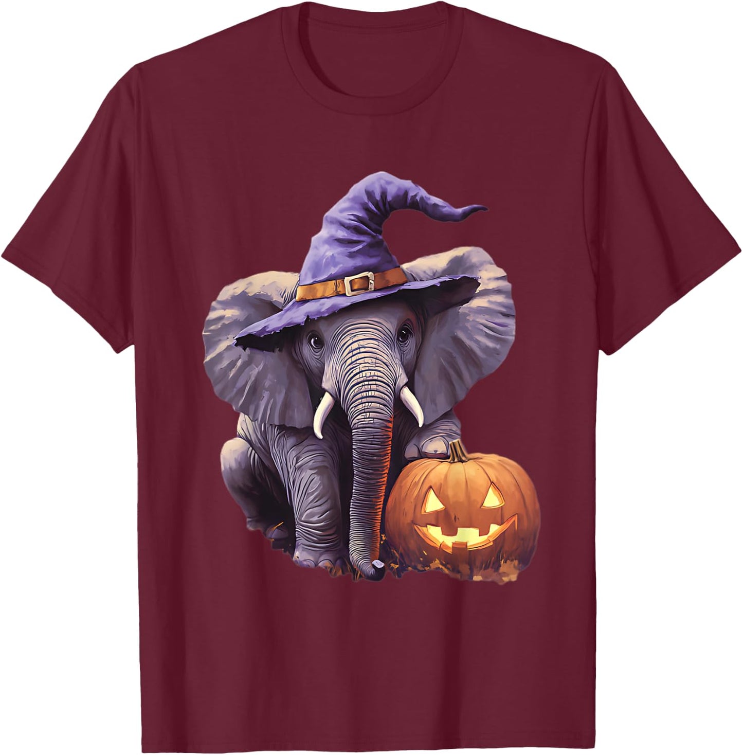 Halloween Pumpkin Decor Girls Boys Kids Elephant Halloween T-Shirt - T-Shirt | Maroon