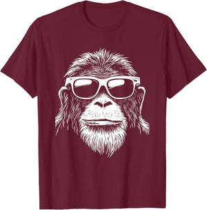 Orangutan Monkey Sunglasses T-Shirt - T-Shirt | Maroon
