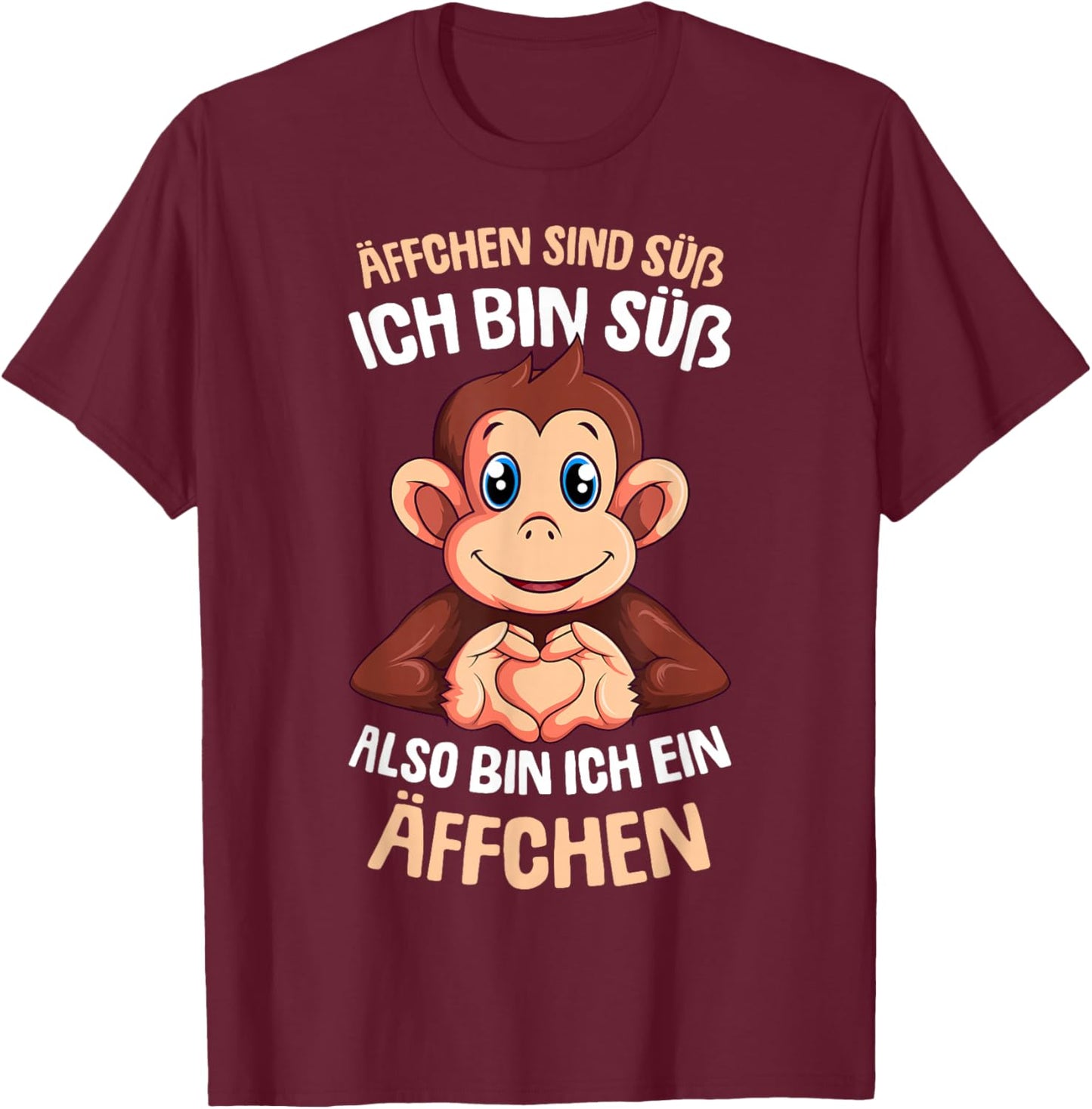 Äffchen sind süß Mädchen Kinder Damen Affe T-Shirt - T-Shirt | Maroon
