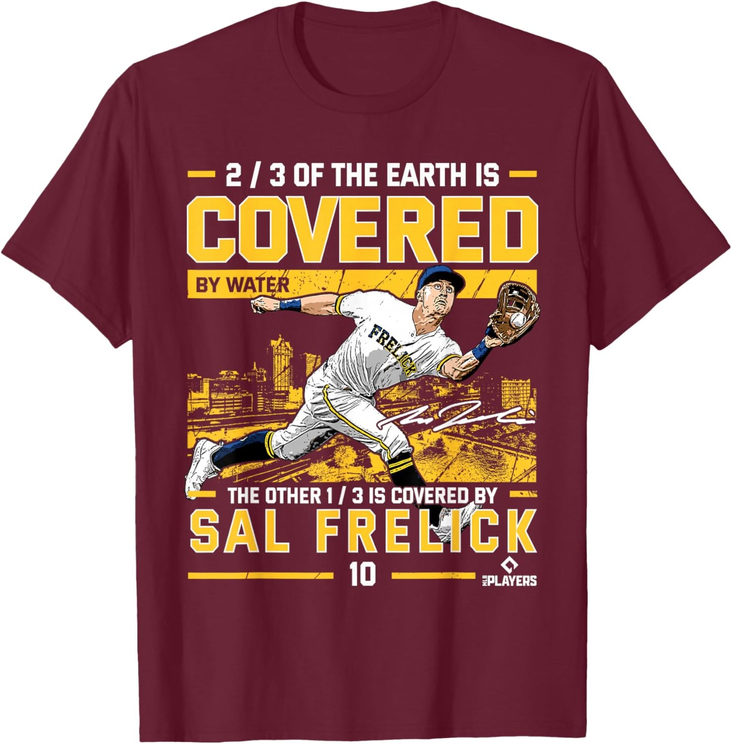 Covered Sal Frelick Milwaukee Baseball MLBPA T-Shirt - T-Shirt | Maroon