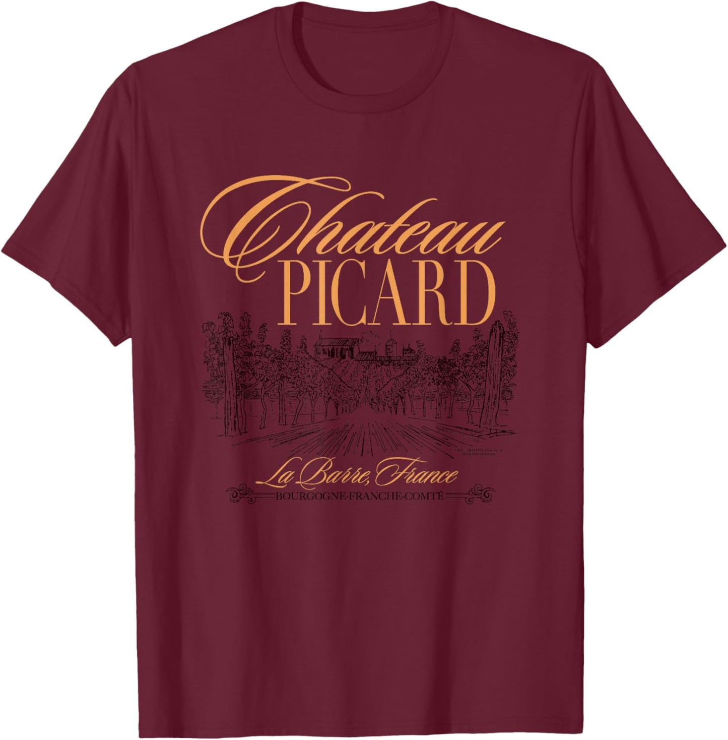 Star Trek: Picard Chateau Picard Vintage French Country Logo T-Shirt - T-Shirt | Maroon