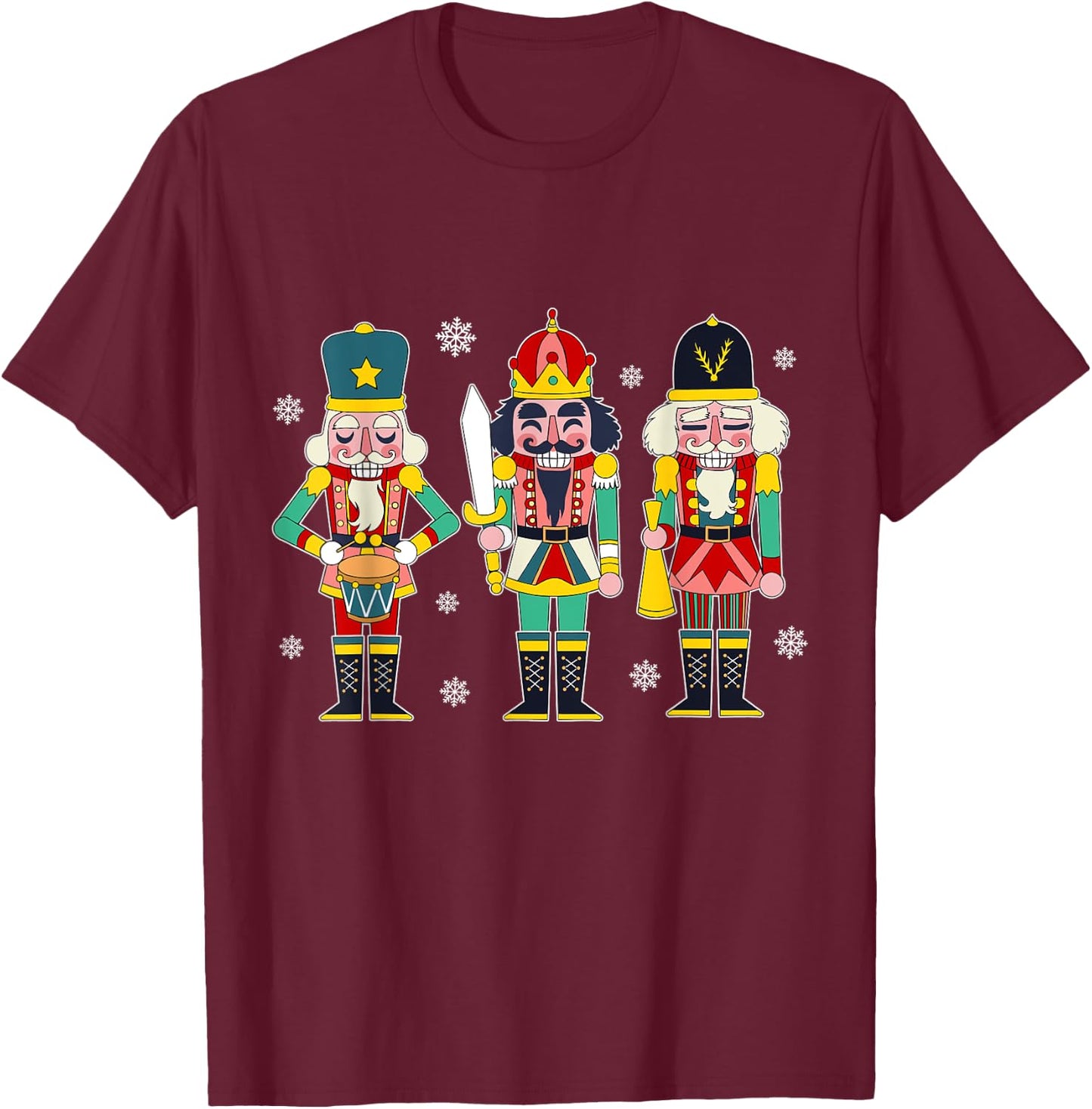 Vintage Nutcracker Squad Christmas 2024 Xmas Matching Women T-Shirt - T-Shirt | Maroon