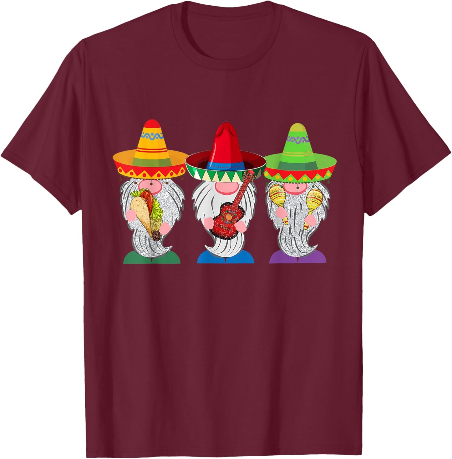 Cinco De Mayo Gnome Tacos Mexican Gift Men Women Kids T-Shirt - T-Shirt | Maroon