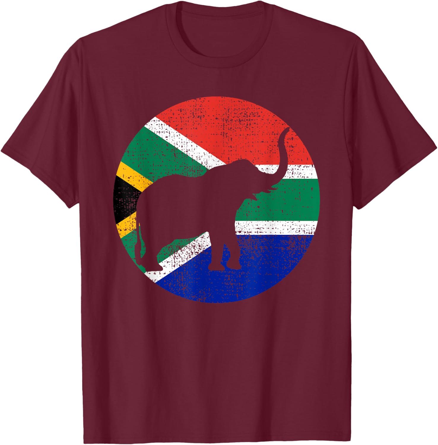 Elephant South Africa Safari Vintage Gift T-Shirt - T-Shirt | Maroon