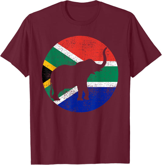 Elephant South Africa Safari Vintage Gift T-Shirt - T-Shirt | Maroon