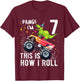 T Rex Dinosaur Monster Truck 7th Birthday Boys and Girls T-Shirt - T-Shirt | Maroon
