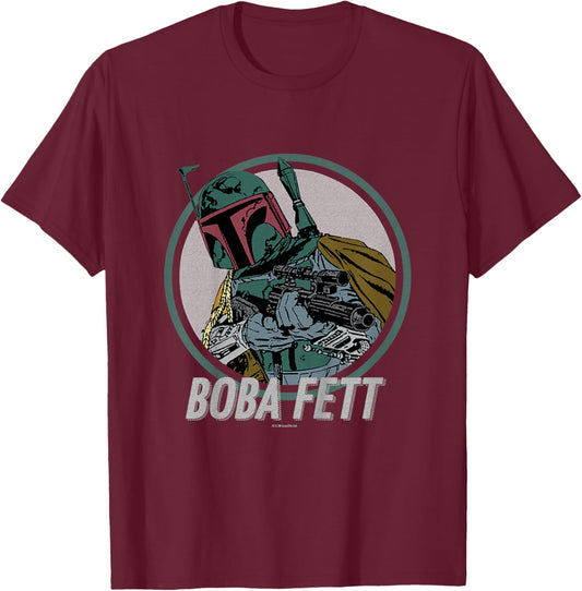 Kinder Star Wars Boba Fett Retro Circle T-Shirt - T-Shirt | Maroon