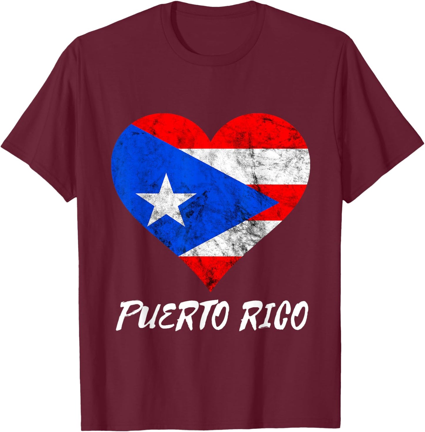 Puerto Rican Heart Perto Rico Flag Boricua Puertorro T-Shirt - T-Shirt | Maroon