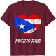 Puerto Rican Heart Perto Rico Flag Boricua Puertorro T-Shirt - T-Shirt | Maroon