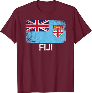 Fijian Flag | Vintage Made In Fiji Gift T-Shirt - T-Shirt | Maroon