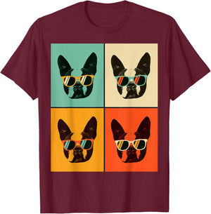 Bostie Dog Lover Gift Funny Boston Terrier With Sunglasses Women Girls Kids T-Shirt - T-Shirt | Maroon